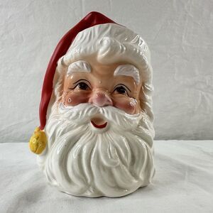 Lefton Vtg MCM Santa Face Head Planter Japan 6398 Ceramic Jolly Christmas Rare